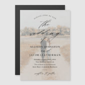 Elegantes Script-Foto-Overlay-Hochzeit Magneteinladung (Vorne/Hinten)