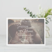 Elegantes Script-Foto-Overlay-Hochzeit Save The Date (Stehend Vorderseite)
