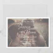 Elegantes Script-Foto-Overlay-Hochzeit Save The Date (Vorne/Hinten)