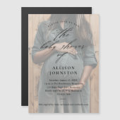 Elegantes Script Foto Overlay Kinderdusche Magneteinladung (Vorne/Hinten)