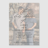 Elegantes Script Foto Overlay Kinderdusche Magneteinladung (Vorderseite)