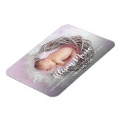 Elegantes Script Foto Overlay New Baby Modern Magnet (Linke Seite)