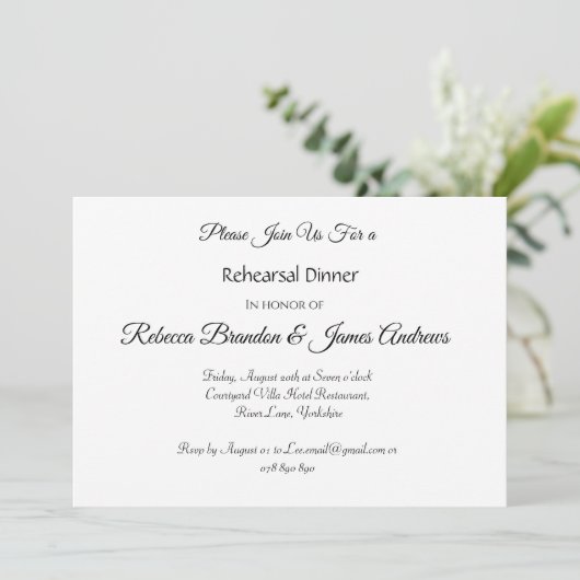 Elegantes Script Foto Probe Dinner Einladung (Stehend Vorderseite)