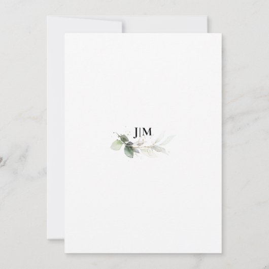 Elegantes Script Foto QR Code Eucalyptus Wedding Save The Date (Rückseite)