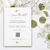 Elegantes Script Foto QR Code Eucalyptus Wedding Save The Date