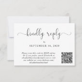 Elegantes Script Foto QR Code Hochzeit RSVP Karte (Vorderseite)