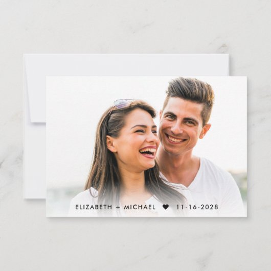 Elegantes Script Foto QR Code Hochzeit RSVP Karte (Rückseite)