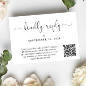 Elegantes Script Foto QR Code Hochzeit RSVP Karte