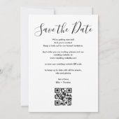 Elegantes Script Foto QR Code Hochzeit Save The Date (Rückseite)
