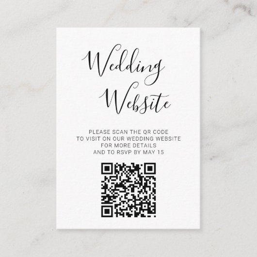 Elegantes Script-Foto QR-Code Hochzeiten Website-U Begleitkarte (Vorderseite)