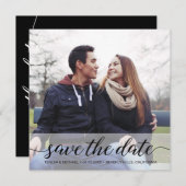 Elegantes Script Foto QR Code Hochzeitswebsite (Vorne/Hinten)