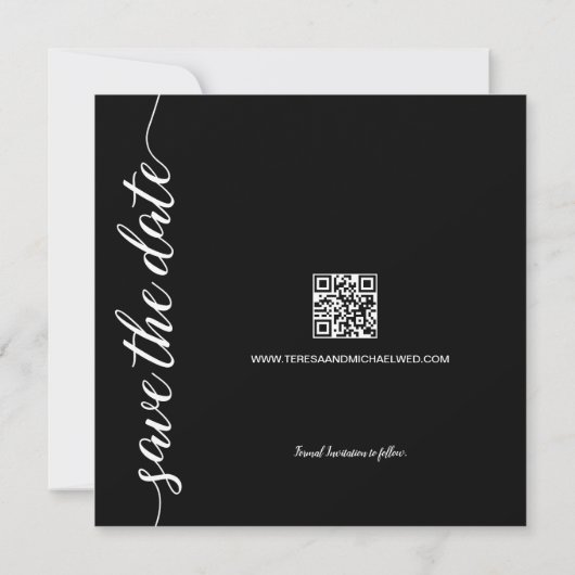 Elegantes Script Foto QR Code Hochzeitswebsite (Rückseite)
