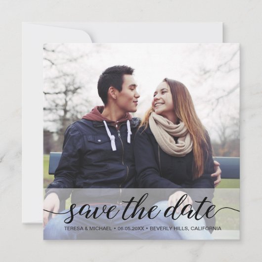 Elegantes Script Foto QR Code Hochzeitswebsite (Vorderseite)