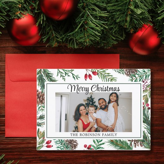 Elegantes Script Foto Red Merry Weihnachten