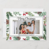 Elegantes Script Foto Red Merry Weihnachten (Vorderseite)