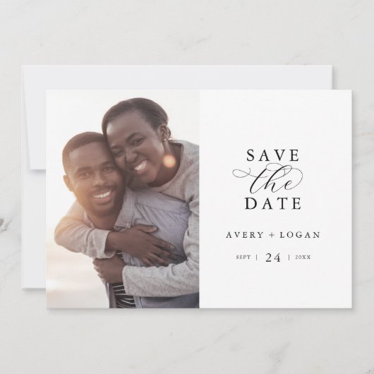 Elegantes Script-Foto Save the Date (Vorderseite)
