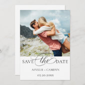 Elegantes Script-Foto Save The Date (Vorne/Hinten)