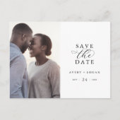 Elegantes Script-Foto Save the Date Einladungspostkarte (Vorderseite)