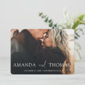 Elegantes Script-Foto Save the Date Hochzeitkarte (Stehend Vorderseite)