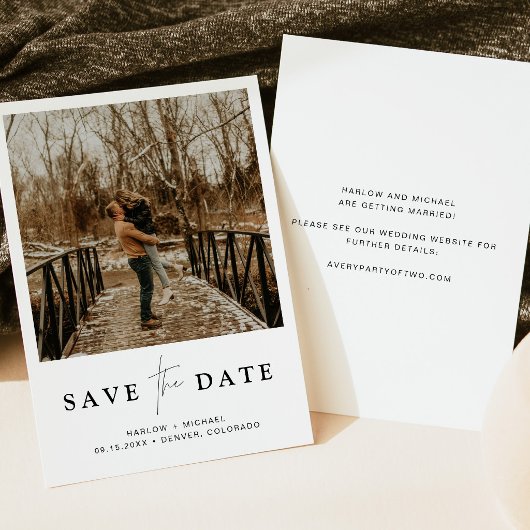 Elegantes Script Foto Save-the-Date-Karte Einladung