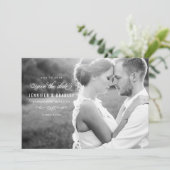 Elegantes Script-Foto Save the Date - Weiß (Stehend Vorderseite)