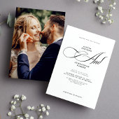 Elegantes Script Foto Schwarz Hochzeitkarte Einladung