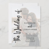 Elegantes Script-Foto Schwarz-weiß Formal Wedding Einladung (Vorderseite)