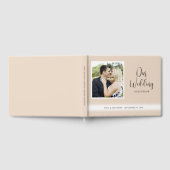Elegantes Script-Foto Tan Wedding Gästebuch (Voll)