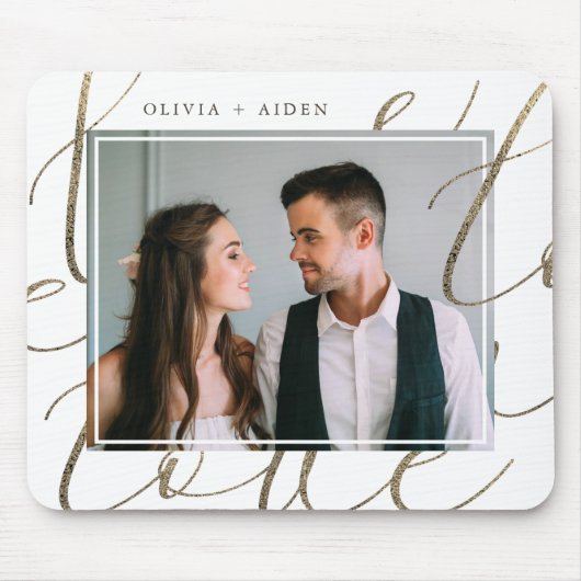 Elegantes Script-Foto und Name für Lieben Mousepad (Vorne)