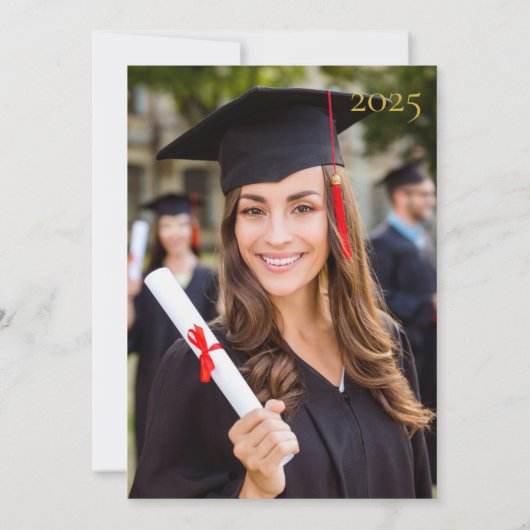 Elegantes Script Foto Uni Abschluss Ankündigung (Rückseite)