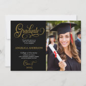 Elegantes Script Foto Uni Abschluss Ankündigung (Vorderseite)