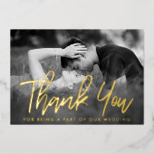 Elegantes Script-Foto Vielen Dank Folieneinladung (Vorderseite)