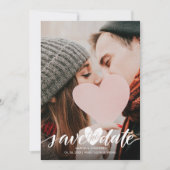 Elegantes Script Foto Wedding Heart Confetti Save The Date (Vorderseite)