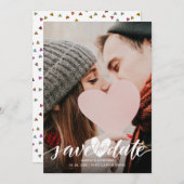 Elegantes Script Foto Wedding Heart Confetti Save The Date (Vorne/Hinten)