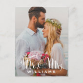 Elegantes Script Foto Wedding Monogram Vielen Dank Postkarte (Vorderseite)