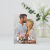 Elegantes Script Foto Wedding Monogram Vielen Dank Postkarte (Stehend Vorderseite)