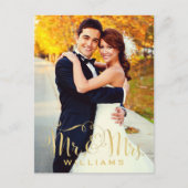 Elegantes Script Foto Wedding Monogram Vielen Dank Postkarte (Vorderseite)