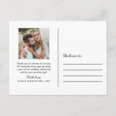 Elegantes Script Foto Wedding Monogram Vielen Dank Postkarte (Rückseite)