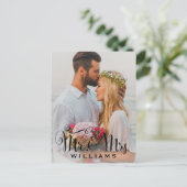 Elegantes Script Foto Wedding Monogram Vielen Dank Postkarte (Stehend Vorderseite)