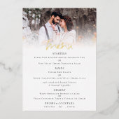Elegantes Script-Foto Wedding Real Foil Menu Card Folieneinladung (Vorderseite)