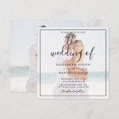 Elegantes Script-Foto Wedding Square Einladung (Vorne/Hinten)