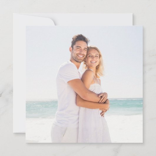 Elegantes Script-Foto Wedding Square Einladung (Rückseite)