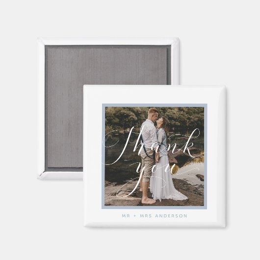 Elegantes Script-Foto WeddingDanke Magnet (Vorderseite/Rückseite)