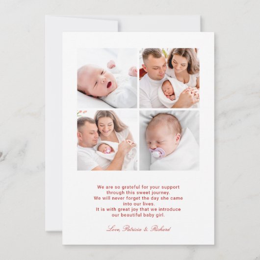 Elegantes Script Foto Weihnachten Geburtserklärung (Rückseite)