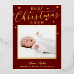 Elegantes Script Foto Weihnachten Geburtserklärung Folien Feiertagspostkarte<br><div class="desc">Niedliche Kalligraphie,  Geburtsankündigung Weihnachten Postkarte. Einfach mit Ihren Daten personalisieren. BITTE BEACHTEN SIE: Für Hilfe bei Bestellungen,  Versand,  Produktinformationen usw. wenden Sie sich direkt an den Zazzle Kundenservice.</div>