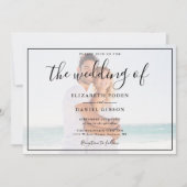 Elegantes Script Foto Weiß und Schwarz Hochzeit Einladung (Vorderseite)