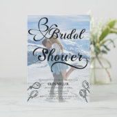 Elegantes Script-Foto | WILDBLUME BRAUTPARTY Einladung (Stehend Vorderseite)
