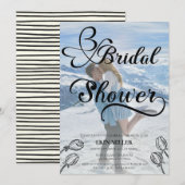 Elegantes Script-Foto | WILDBLUME BRAUTPARTY Einladung (Vorne/Hinten)