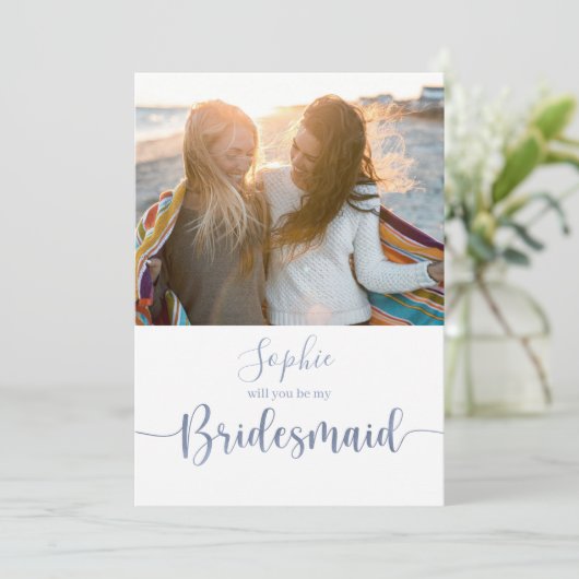 Elegantes Script-Foto wird meine Bridesmaid sein (Stehend Vorderseite)