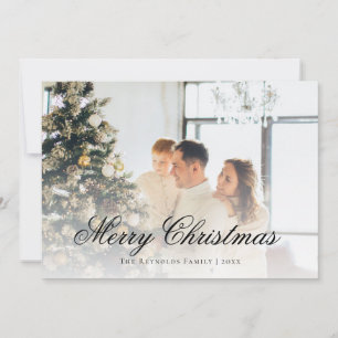 Elegantes Script Frohe Weihnachts-Foto Feiertagskarte